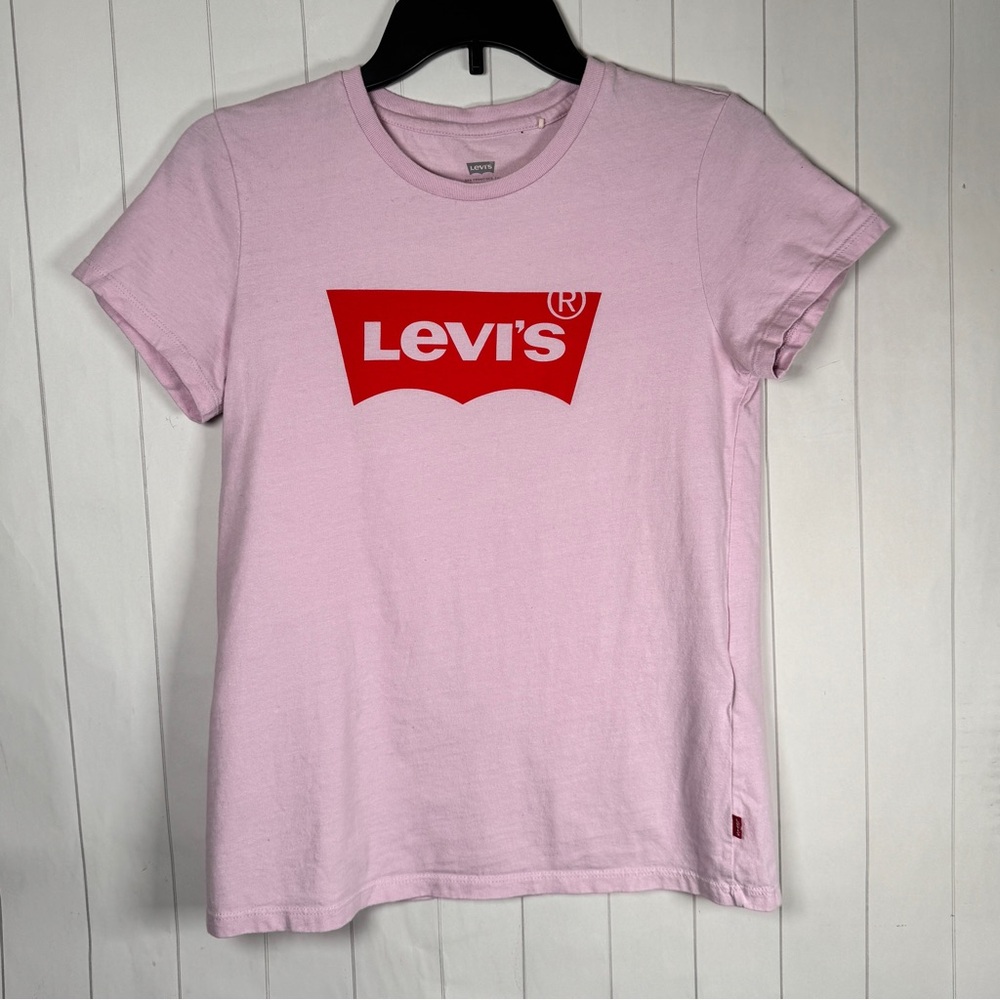 Levi's Logo Babydoll Tee Pink/Red‎ Cotton Western Casual Cute Summer T-shirt S